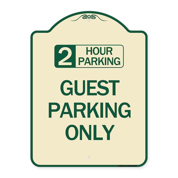 2 Hour Parking Guest Parking Only Heavy-Gauge Aluminum Architectural Sign, 24" x 18", TG-1824-24496